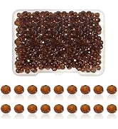 TOAOB 300pcs 4mm Brown Clear Color Glass Faceted Beads Sparkling Briolette and Rondelle Spacer Be...