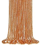 SHAOQINLIN 24 Pcs 33 Inch 7 mm Metallic Orange Bead Necklaces, Mardi Gras Party Beads Necklace Bu...