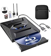 External Blu Ray Drive with Case,Portable Bluray Player Writer Reader,CD Burner with USB 3.0 typc...