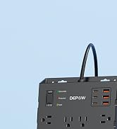 DEPOW Power Strip Surge Protector with 24 AC Outlets (1875W/15A), 6 USBs (2 USB-C Ports), 3400J S...