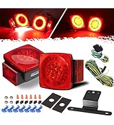 Partsam Led Submersible Trailer Tail Lights Kit, Waterproof 12V Square LED Trailer Lights Halo Gl...