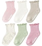 Simply Kids Toddler Ruffle Socks with Grips for Baby Girls (6 Pairs), 6 Months to 7 Years