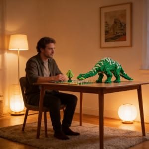Green long neck Tanystropheus micro blocks 18 inch realistic Triassic dino model.