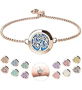 Essential Oil Diffuser Bracelet Stainless Steel Aromatherapy Locket Adjustable Bracelet Set with ...