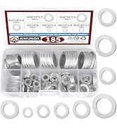 185pcs Aluminum Crush Washer Oil Drain Plug Gasket Assortment Kit, 10/12/14/16/18/22/24mm Replace...
