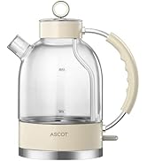 ASCOT Electric Kettle, Glass Electric Tea Kettle Gifts for Men/Women/Family 1.6L Borosilicate Gla...