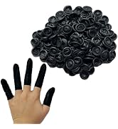 Black Latex Finger Cots (Approx 210PCS) Disposable Fingertips Protective Finger Cots for Electron...