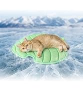 NWK Green Leaf Shaped Pet Cooling Mat -Q-Max>0.345 Ice Silk Cooling Mat for Dogs & Cats Portable ...