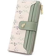 GAEKEAO Womens Wallet Slim Thin RFID Blocking Floral Vegan Leather Card Holder Bifold Long Ladies...