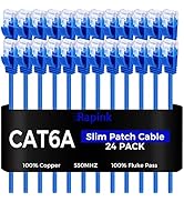 Rapink Patch Cables Cat6a 1ft (24 Pack) Slim, Cat6a Ethernet Patch Cable 10G Support, Snagless Ca...