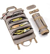 Tool Bag Roll Up Gifts for Men, Heavy Duty Oxford Tool Roll with 2 Detachable Pouches, Tool Box O...