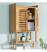AmazerBath Bathroom Wall Cabinets, Bamboo Medicine Cabinets with Towel Bar, Wall Mounted Storage ...