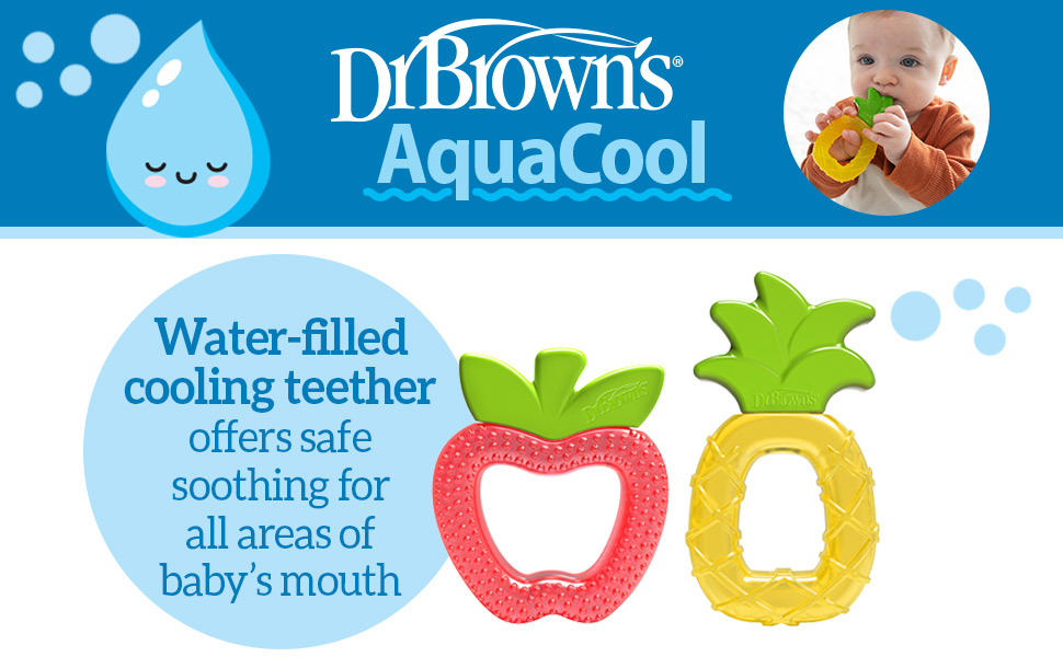Dr. Brown's AquaCool Water-filled cooling teether for safe soothing for all areas of baby's mouth