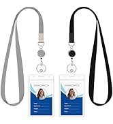 Giancomics Black Lanyards for Id Badges, ID Badge Holder with Retractable Reel, Waterproof Lanyar...