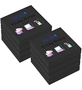 ZCZN Small Sticky Notes, 2in x 2in, 100 Sheets/Pad, 8 Pads/Pack, Black