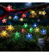 ASFSKY Flower Solar String Lights Outdoor Waterproof, 50LED Solar Fairy Flower Lights, 8 Modes De...