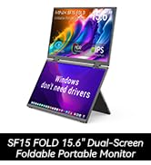 MINIX SF15 FOLD Dual 15.6" Foldable Portable Monitor, 1080P FHD, 300 nits, 100W PD, Low Blue Ligh...