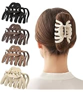 HFZRZFH 4 Pack Large Octopus Hair Claw Clips for Women, Strong Hold for Thick Long Hair, Matte No...