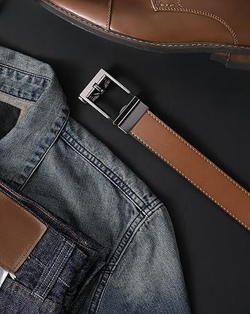 brown click belt men, brown dress belts, brown leather ratchet belt