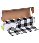 KAshack 54 in X 32.8 Ft Plastic Table Cloth Roll Disposable Black White Gingham Tablecloth with S...