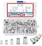 100 Pieces Aluminum Rivet Nuts kit, M3 M4 M5 M6 M8 Rivnuts, Threaded Insert Nutserts Nuts, Metric...