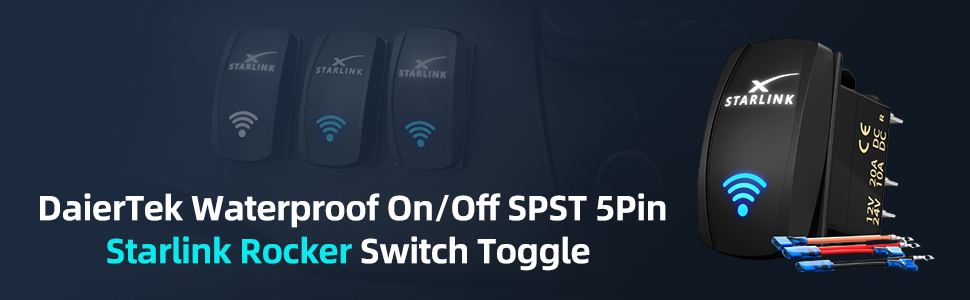 DaierTek Waterproof On/Off SPST 5Pin Starlink Rocker Switch Toggle