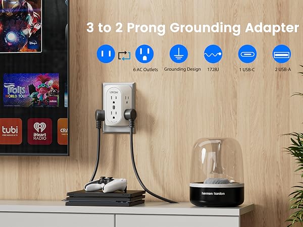 2 Prong power strip for Christmas trees light