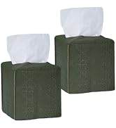 Avolander Tissue Box Cover 2-Pack, Square Tissue Holder with Bottom Belt, Modern Tissue Case Faci...