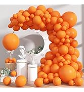 Orange Balloons, 113Pcs Matte Orange Balloon Arch Garland Kit Different Sizes, Bright Orange Heli...