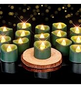 Homemory Green Tea Lights Candles Battery Operated, 200+Hour Flameless Flickering Fake Electric L...
