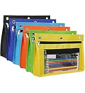Yoeejob 1inch Expandable Pencil Pouch for 3 Ring Binder, 6 Pack Large Capacity Pencil Pouch with ...