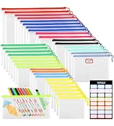YOPCDJ 36pcs Mesh Zipper Pouch Bags,12 Colors for Storage Bags with Zipper, 8 Sizes for Reusable ...