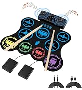 Upgraded Electronic Drum Set,Marrilley 9 Drum Pad, Big Roll-up Drum Pad, Built-in Dual Stereo Spe...