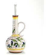Gnlnkn Olive Oil Dispenser Bottle, Ceramic Hand-Painted Oil Dispenser with Stainless Stell and Si...
