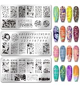 PH PandaHall 3pcs Graffiti Texture Nail Stamping Plates Number Alphabet Nails Art Stencils Vintag...
