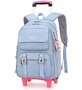ZHANAO Rolling Backpack Luggage BookBag with Wheels Trolley Bag Wheeled Travel Backpack for Girls...