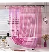 AmazerBath Shower Curtain Liner, 100% EVA Soft Clear Pink Heavy Duty Shower Curtain and Liner 2-i...