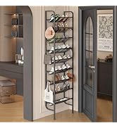 UMDONX 9 Layer Shoe Rack for 18 Pairs Shoes, Freestanding Shoe Organizer with 12 Hooks & 8 Adhesi...