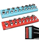 SHALL 1/2 Inch Magnetic Socket Organizer Set, 2-Piece SAE & Metric Socket Holders, Socket Tool Tr...