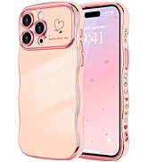 LCHULLE for iPhone 14 Pro Max Case for Women Girls, Cute Wave Frame Curly Shape with Love Heart P...