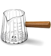 Espresso Measuring Cup 12 Oz, Espresso Glass Cups with Wood Handle, Milk Frothing Cup, Espresso C...