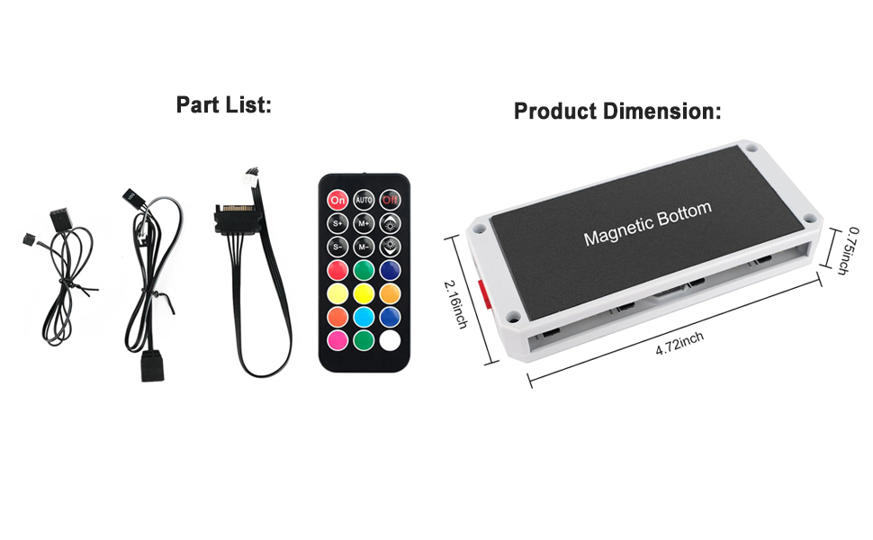 ARGB PWM Fan Hub, Addressable 5V-3PIN 2-in-1 RGB Computer PC Case Fan Hub