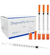 U-100 Syringe with Needle, 30G 1cc 1/2 Inch (13mm) Syringe, Individually Wrapped, Pack of 100