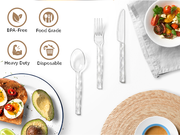 Lullaby disposable clear cutlery set for party