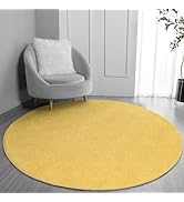 FlyDOIT Round Area Rugs for Bedroom Living Room, 4x4 Yellow Super Soft Comfy Thickened Memory-Foa...