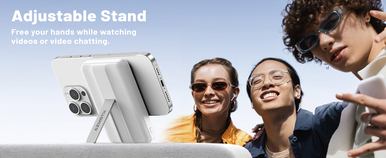 wireless iphone charger built-in foldable metal stand with 60° adjustable angle for hands-free use