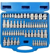 SUNHZMCKP 60-Piece Master Torx Bit Socket and External Torx Socket Set, S2 Alloy steel,E4-E24, T6...