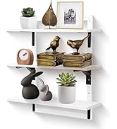 Wodhels 24-Inch Floating Shelves for Wall,3-Tier Wooden Wall Mounted Kitchen Shelves with Foldabl...