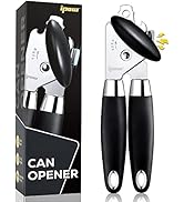IPOW Can Opener Manual, Stainless Steel Can Opener with Magnetic Lid Catch, Sharp Blade, Big Rubb...