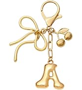 Snycler Bubble Initial Keychain All-Metal Cherry Bow for bags car remote–A-Z Letter Charms for Women